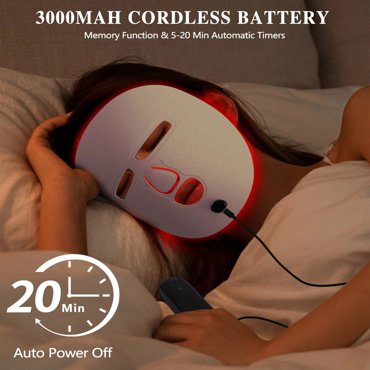 Máscara LED para el Rostro, Herramienta de Cuidado Facial, Mascarilla de Terapia de Luz Roja para el Cuidado de la Piel en Casa y de Viaje