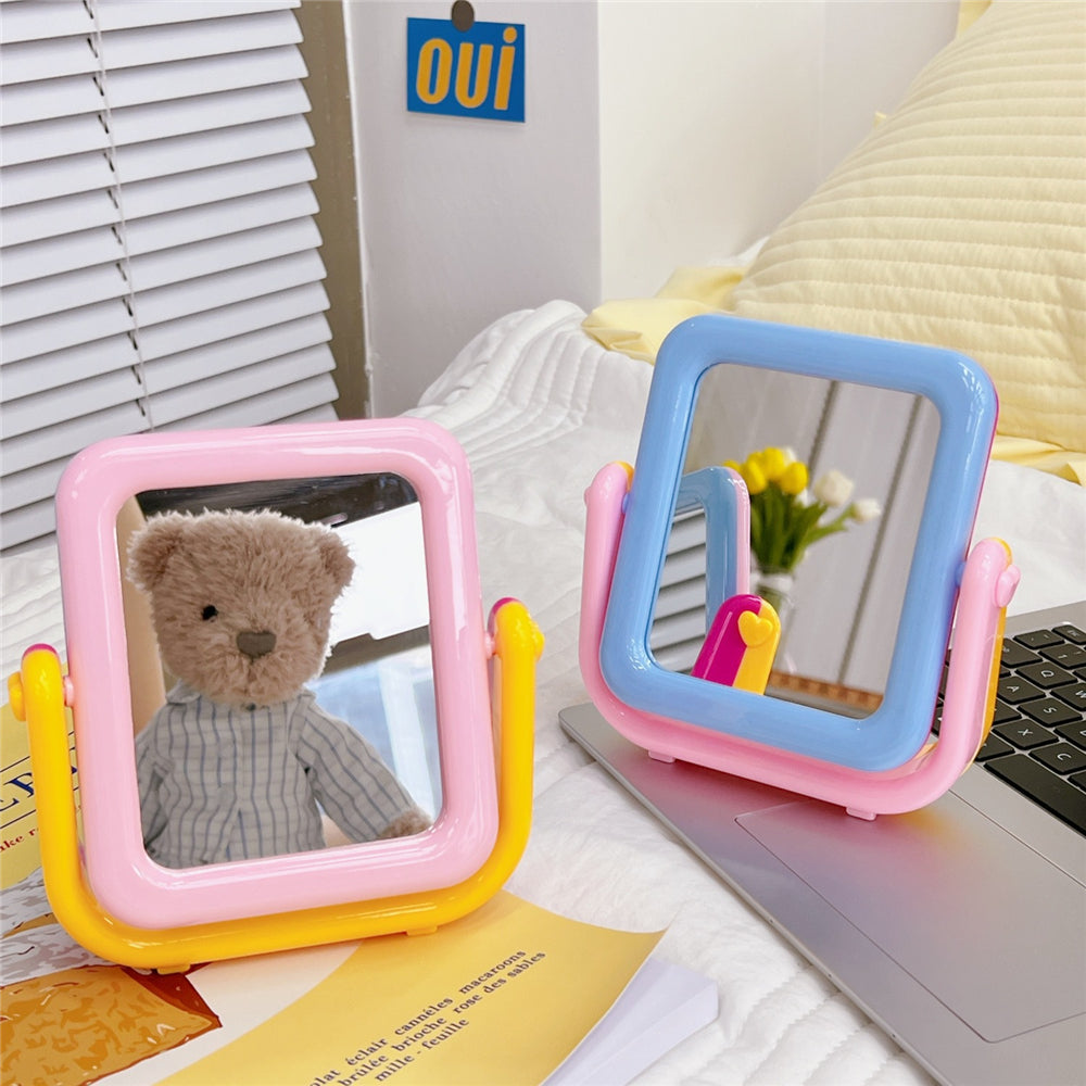 Double-Sided Macaron Makeup Mirror - Portable Beauty Tool