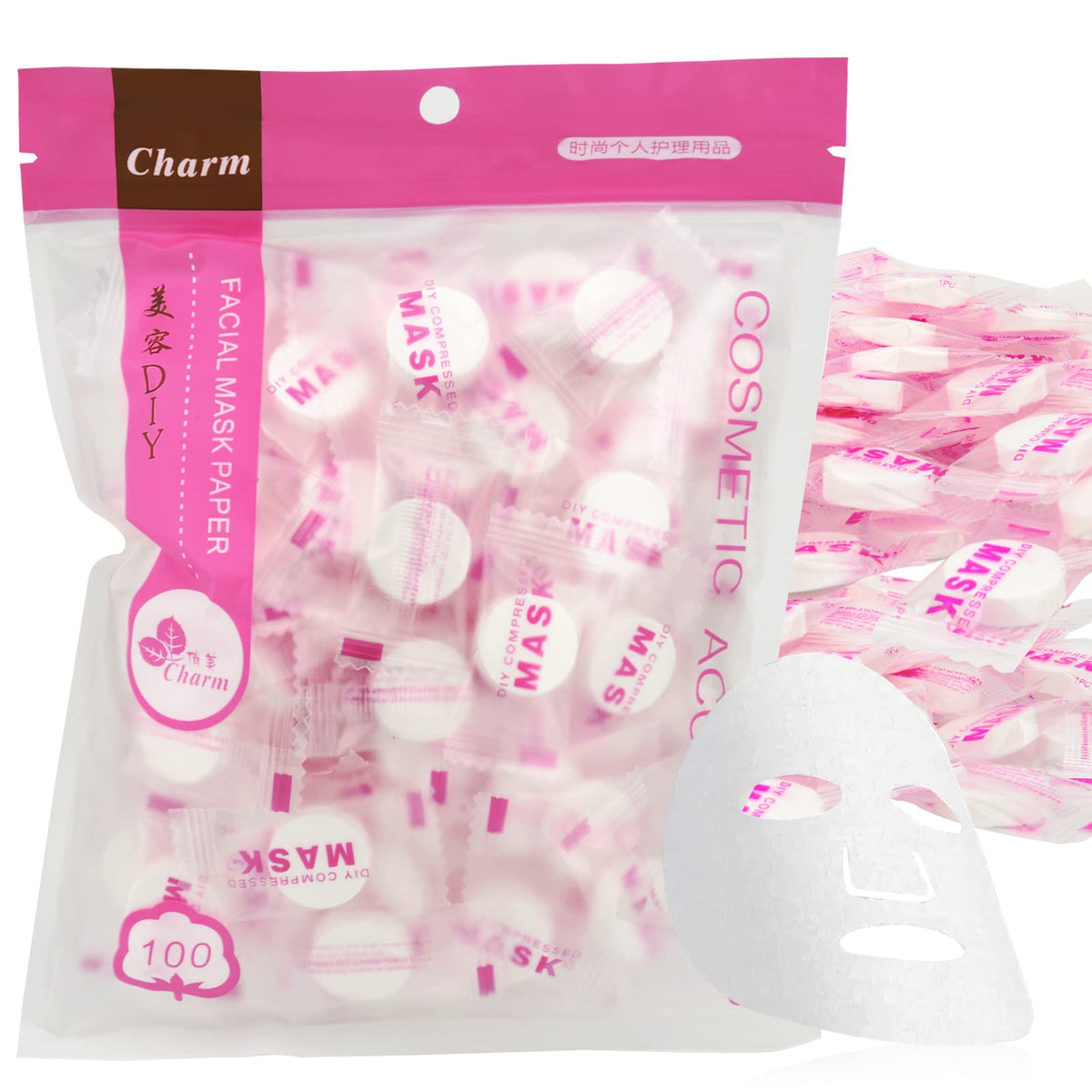 Cayanmydery 100 Pieces Compressed Cotton Facial Mask Sheets Disposable DIY Mask Paper Beauty Tool for Skin Care Cotton Masks for Home Travel