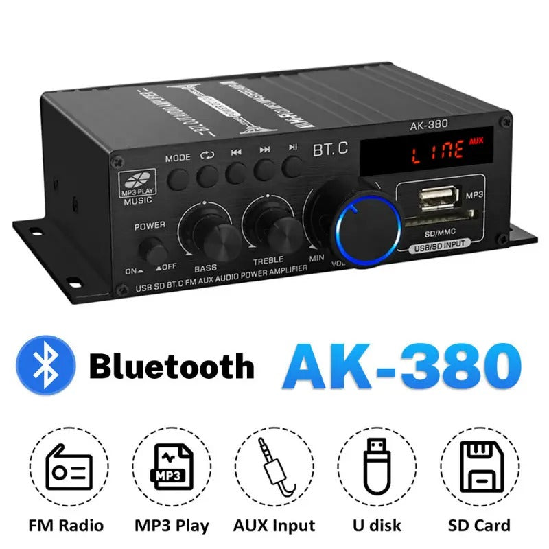 AK380 Bluetooth Car Home 12V Power Amplifier Device