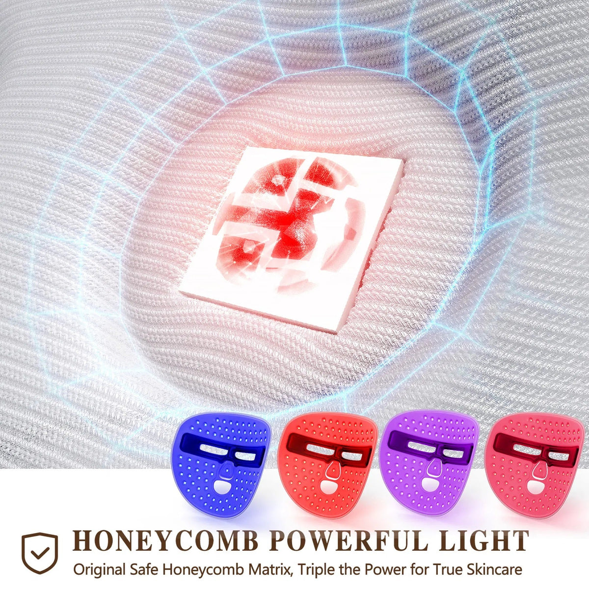 Máscara LED para el Rostro, Herramienta de Cuidado Facial, Mascarilla de Terapia de Luz Roja para el Cuidado de la Piel en Casa y de Viaje