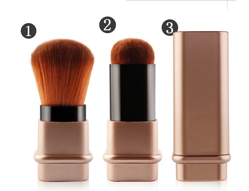 Large Gold Retractable Blush Powder Brush - Makeup Tool