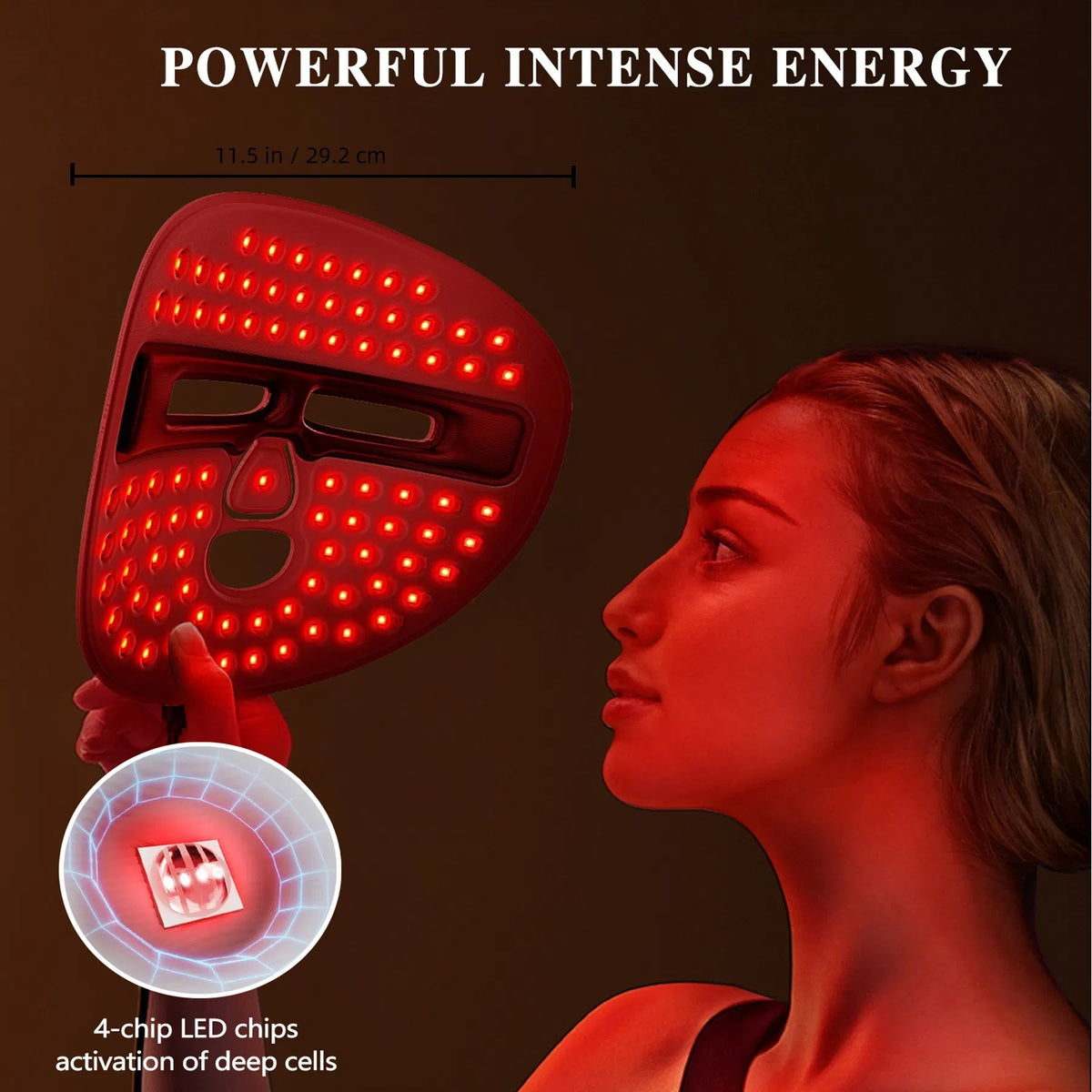 Máscara LED para el Rostro, Herramienta de Cuidado Facial, Mascarilla de Terapia de Luz Roja para el Cuidado de la Piel en Casa y de Viaje